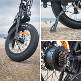 VALK Nomad Electric Fat Tyre Bike, 500W, 45km/hr, Throttle ebike, Disc Brakes, Shimano 7 spd, 20x4' Kenda Tyres, Suspension, Black - Extra Image