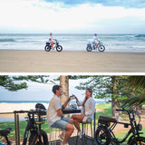 VALK Nomad Electric Fat Tyre Bike, 500W, 45km/hr, Throttle ebike, 20x4' Kenda Tyres, Shimano 7 spd, Suspension, Black - Top-Down View