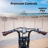 VALK Nomad Electric Fat Tyre Bike, 500W, 45km/hr, Throttle ebike, 20x4' Kenda Tyres, Shimano 7 spd, Suspension, Black - Side View