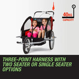 Tag-along Kids Bike Trailer Child Bicycle Pram Stroller Children Jogger Red