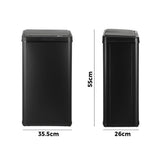 Oikiture Motion Sensor Bin 40L Automatic Black - Close-Up Angle