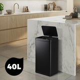 Oikiture Motion Sensor Bin 40L Automatic Black - Top-Down View