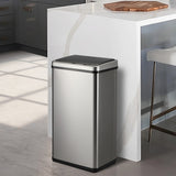 Oikiture 40L Motion Sensor Bin Automatic Rubbish Can Silver - Side View