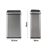 Oikiture 40L Motion Sensor Bin Automatic Rubbish Can Silver