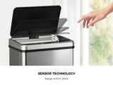 Oikiture 40L Motion Sensor Bin Automatic Rubbish Can Silver