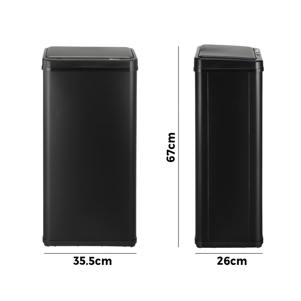 Oikiture 50L Motion Sensor Bin Automatic Rubbish Trash Can Black