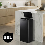 Oikiture 50L Motion Sensor Bin Automatic Rubbish Trash Can Black - Rear View