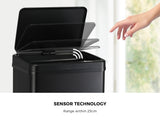Oikiture 50L Motion Sensor Bin Automatic Rubbish Trash Can Black - Top-Down View
