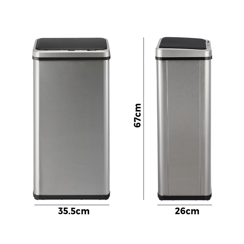 Oikiture Automatic Motion Sensor Bin 50L Silver