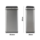 Oikiture Automatic Motion Sensor Bin 50L Silver - Side View