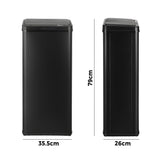 Oikiture 60L Motion Sensor Bin Stainless Steel Black - Top-Down View