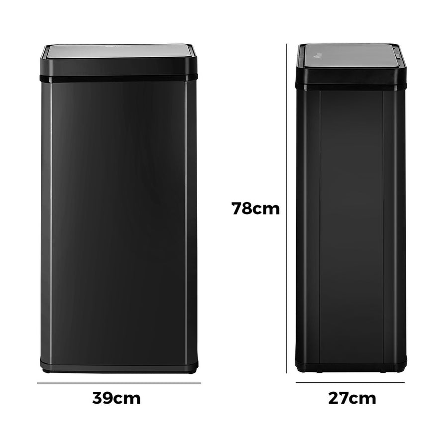 Oikiture 75L Motion Sensor Bin Automatic Rubbish Trash Can Black
