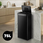 Oikiture 75L Motion Sensor Bin Automatic Rubbish Trash Can Black