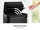 Oikiture 75L Motion Sensor Bin Automatic Rubbish Trash Can Black - Top-Down View