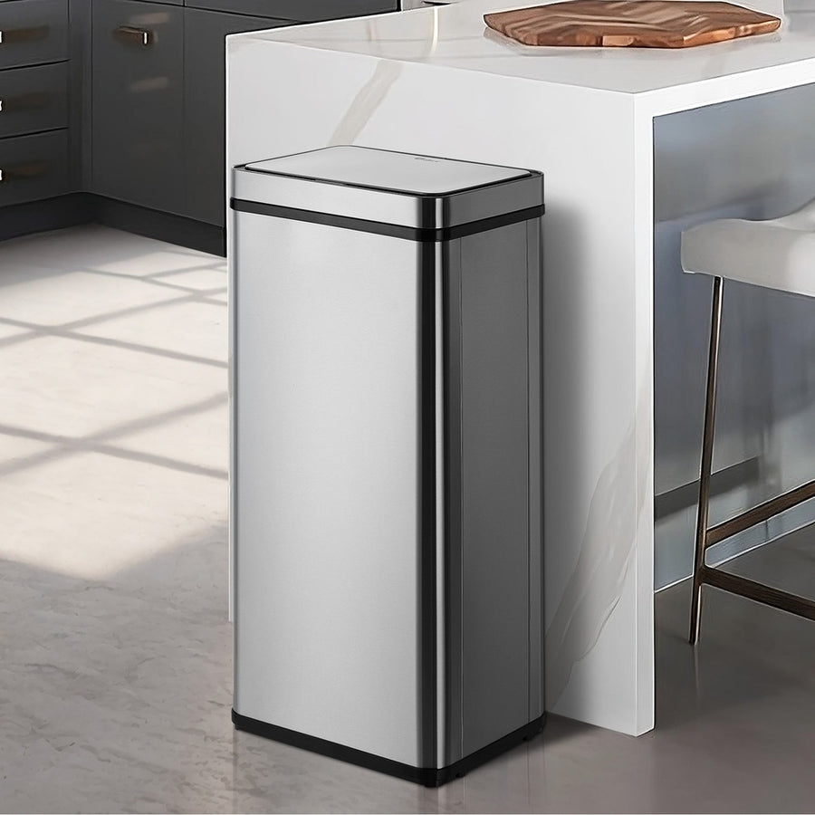 Oikiture 75L Motion Sensor Bin Automatic Rubbish Trash Can Silver