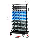 Giantz 90 Storage Bin Rack Stand Double-sided Wheels - Front View