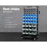Giantz 90 Storage Bin Rack Stand Double-sided Wheels - Top-Down View