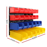 Giantz 48 Storage Bin Rack Wall Mounted Peg Board - Front View