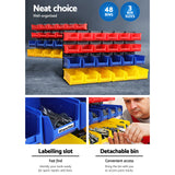 Giantz 48 Storage Bin Rack Wall Mounted Peg Board - 45-Degree Angle