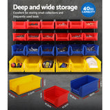 Giantz 48 Storage Bin Rack Wall Mounted Peg Board - Close-Up Angle