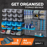 Giantz 44 Storage Bin Rack Wall Mounted Peg Board - Side View