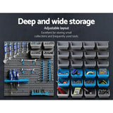 Giantz 44 Storage Bin Rack Wall Mounted Peg Board - 45-Degree Angle