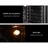 Devanti 60cm Electric Built In Wall Oven Stainless Steel - Close-Up Angle