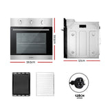 Devanti 60cm Electric Built In Wall Oven Stainless Steel 70L Silver - Side View