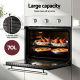 Devanti 60cm Electric Built In Wall Oven Stainless Steel 70L Silver - 45-Degree Angle