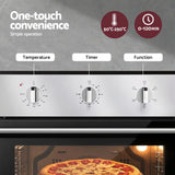 Devanti 60cm Electric Built In Wall Oven Stainless Steel 70L Silver - Close-Up Angle