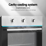 Devanti 60cm Electric Built In Wall Oven Stainless Steel 70L Silver - Extra Image