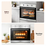 Devanti 60cm Electric Built In Wall Oven Stainless Steel 70L Silver - Extra Image