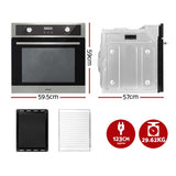 Devanti Electric Built In Wall Oven 80L Convection Grill Ovens Stainless Steel - Front View