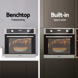 Devanti Electric Built In Wall Oven 80L Convection Grill Ovens Stainless Steel - Close-Up Angle