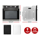 Devanti Electric Built In Wall Oven 80L Convection Grill Ovens Stainless Steel - Front View