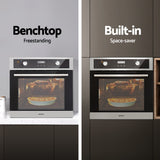 Devanti Electric Built In Wall Oven 80L Convection Grill Ovens Stainless Steel - Close-Up Angle