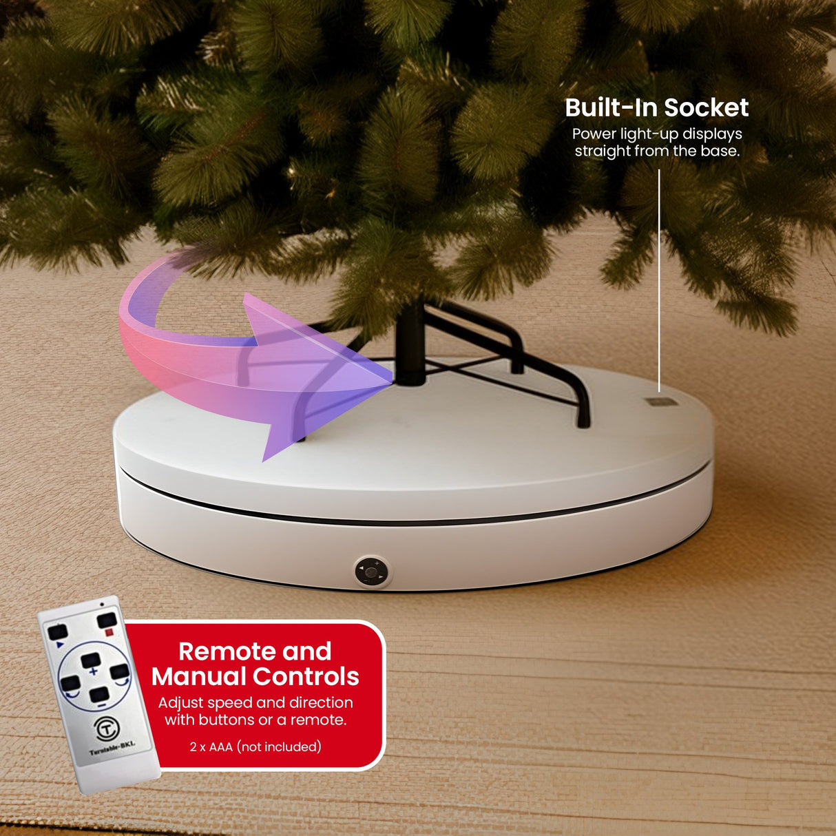 Christabelle 60cmD 100kg Commercial-Grade Electric Display Turntable Christmas Tree - White