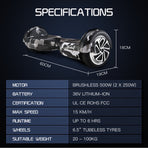 BULLET Gen III Hoverboard Scooter, Dual Copper Motors, UL Certified, AU Compliant, 6.5' Wheels, Superior Self Balancing System, LED Lights, Carry Bag,