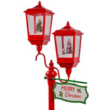Christabelle Christmas Lamp Post with Lights Music & Snow - Red 195cm - Front View