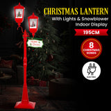 Christabelle Christmas Lamp Post with Lights Music & Snow - Red 195cm - Rear View