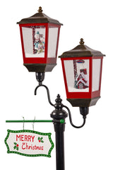 Christabelle 195cm Christmas Lamp Post with Lights Music & Snow - Black - Front View