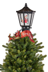 Christabelle Christmas Tree Topper- Lantern w/ Santa Movement Lights Snow & Music