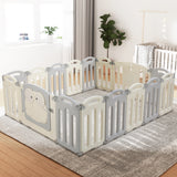 Keezi Baby Playpen 16 Panels Foldable Toddler Fence Safety Play Activity Centre - Low Angle