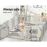 Keezi Baby Playpen 20 Panels Foldable Toddler Fence Safety Play Activity Centre - 45-Degree Angle