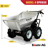 BAUMR-AG 6.5HP Mini Dumper Power Barrow Petrol-Powered with Galvanised Bucket - 45-Degree Angle