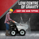 BAUMR-AG 6.5HP Mini Dumper Power Barrow Petrol-Powered with Galvanised Bucket - Low Angle