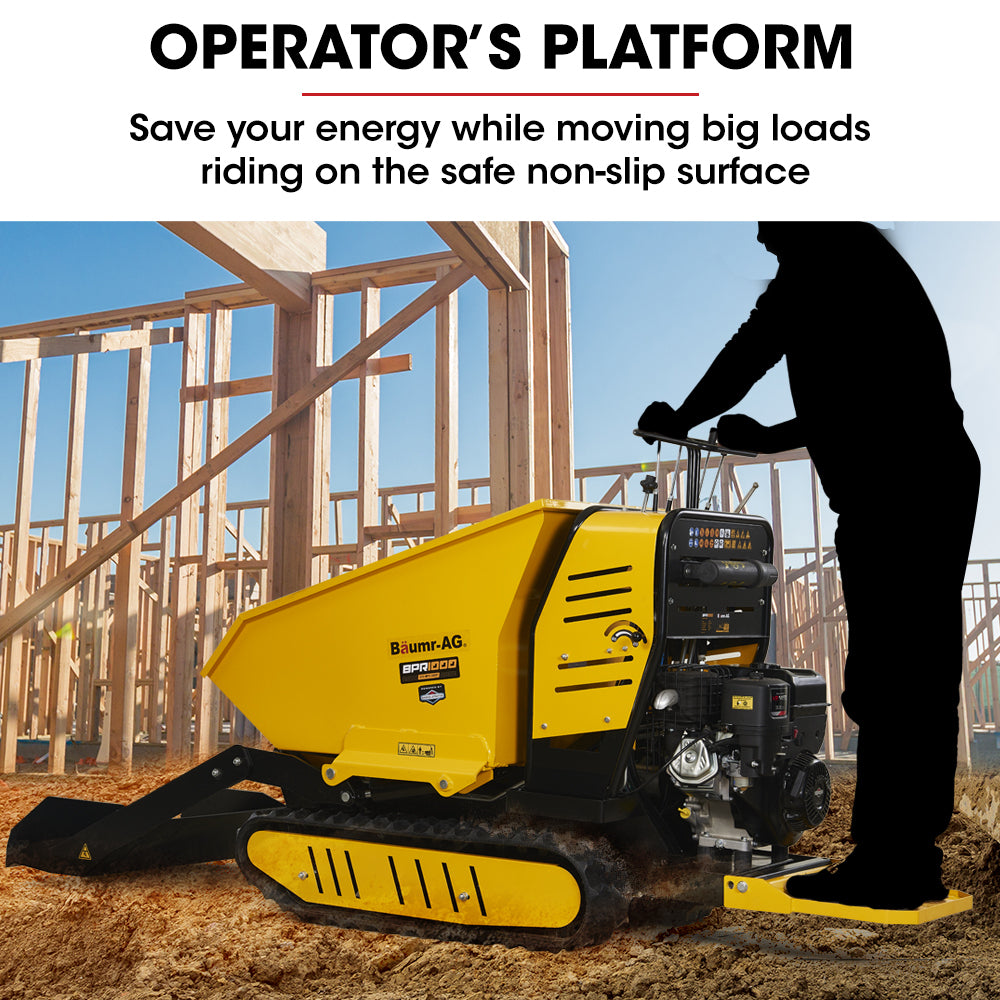 BAUMR-AG Motorised Ride On Tracked Wheelbarrow Dumper, 10HP Briggs & Stratton Petrol Engine 500kg Capacity (BPR1000)
