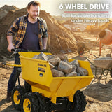 Baumr-AG 6 Wheel Motorised Wheelbarrow Dumper, Briggs & Stratton CR950 Petrol Engine, 500kg Capacity - 45-Degree Angle