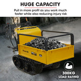 Baumr-AG Motorised Tracked Wheelbarrow Dumper, Briggs & Stratton CR950 Petrol Engine, 300kg Capacity - Front View