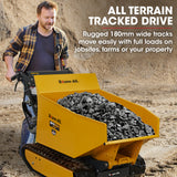 Baumr-AG Motorised Tracked Wheelbarrow Dumper, Briggs & Stratton CR950 Petrol Engine, 500kg Capacity - 45-Degree Angle